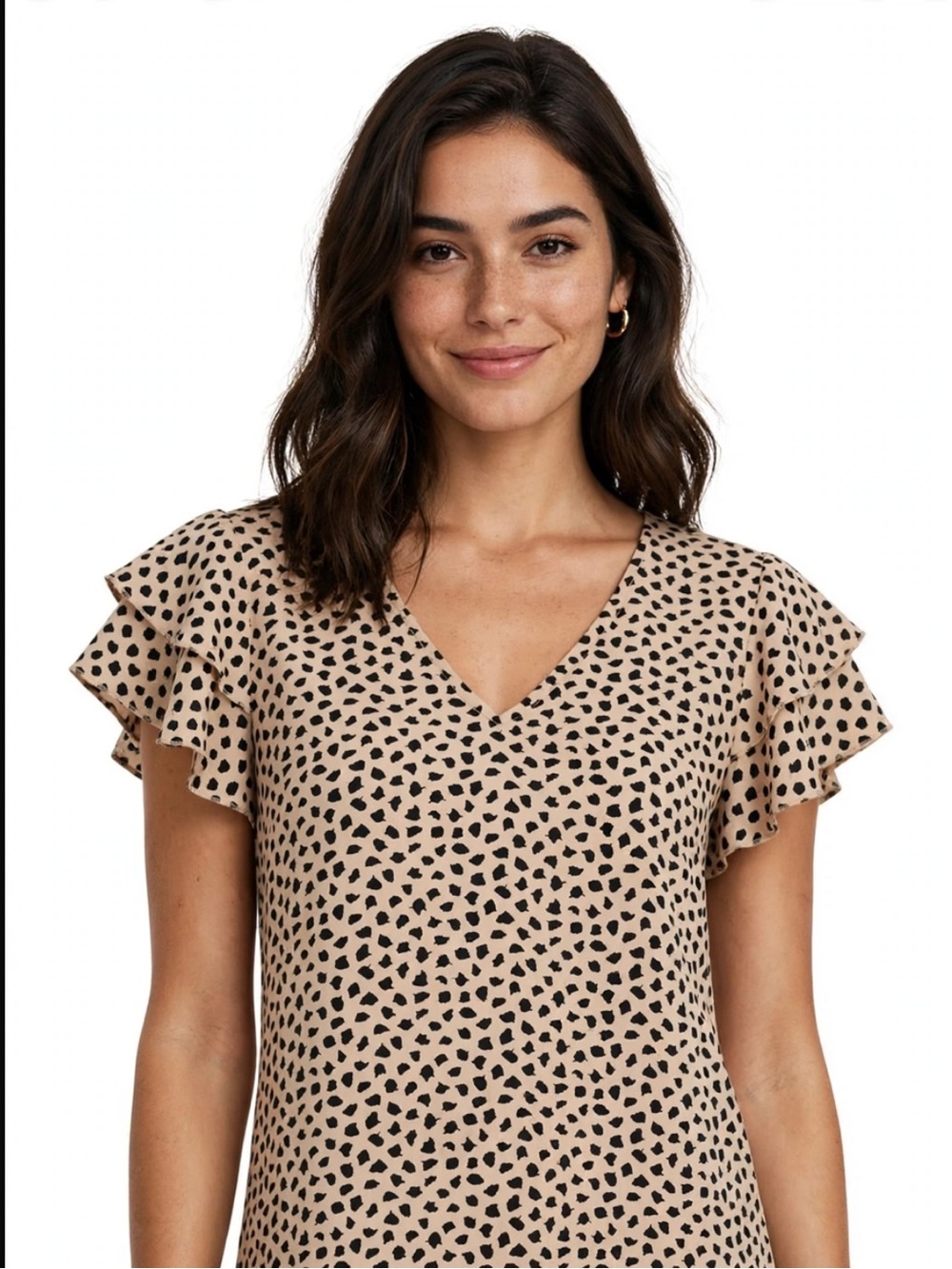 SHEIN Beige Dress with Black Spot Print